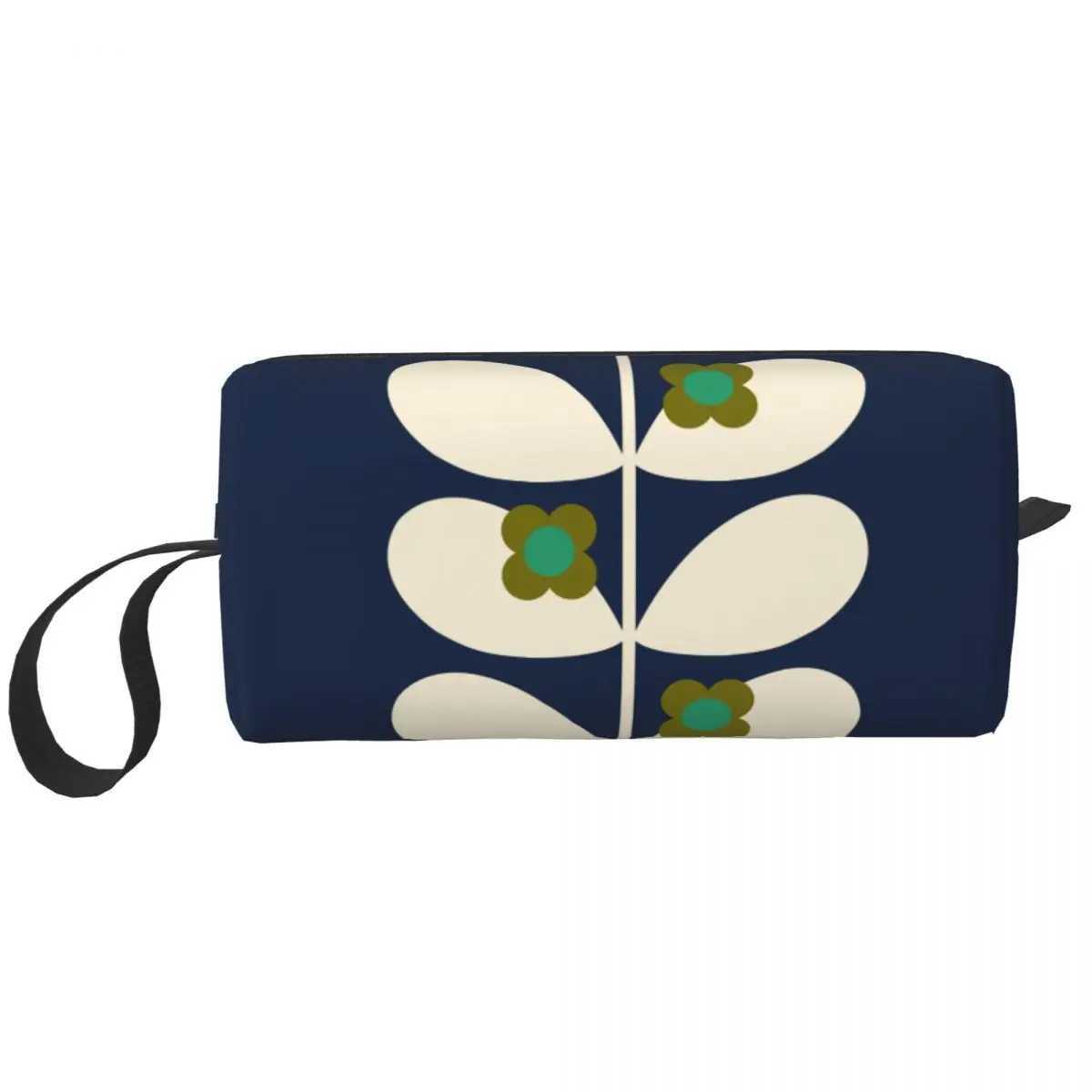 Customized Wild Rose Dried Navy Blue Orla Kiely Toilet Bag Womens Makeup and Cosmetics Organizer Womens Beauty Storage Bag Dopp Kit Box M240930