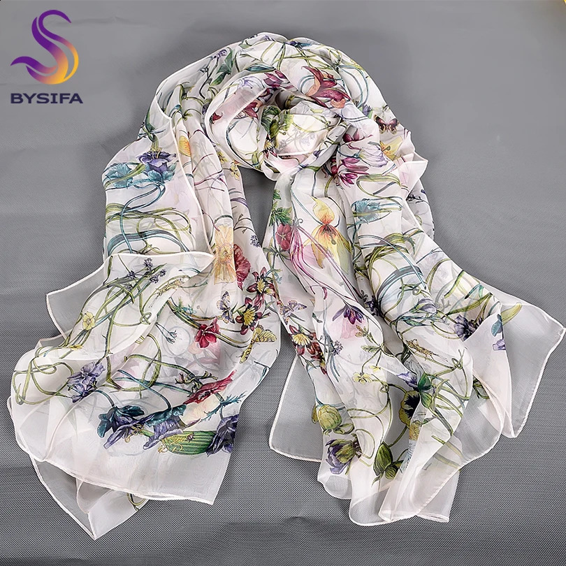 silk nice Fashion White 100% Silk Utralong ece Women scarf designers Scarves Beach Long BYS scarvesreal