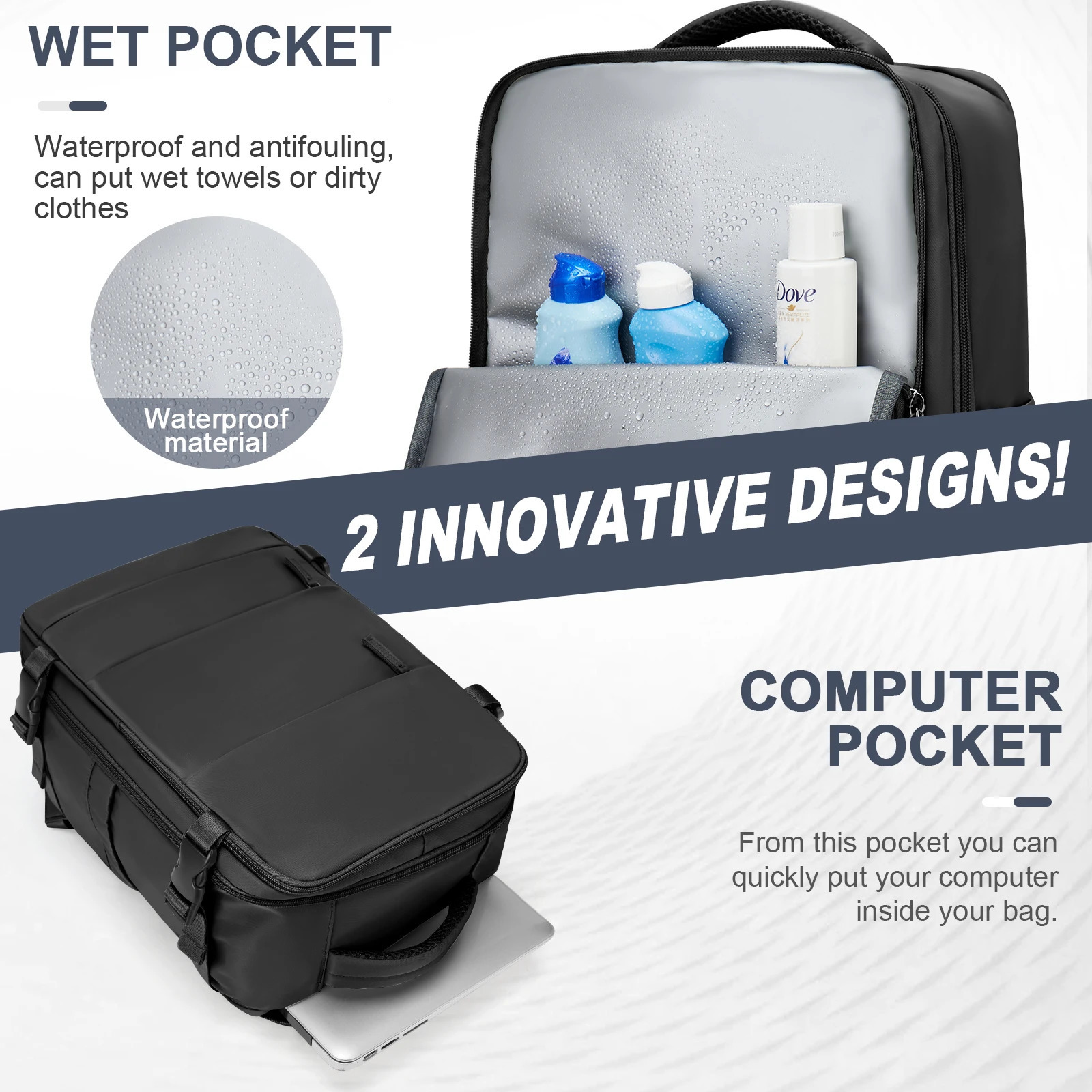 Mens Large Travel Backpack Ryanair 40x20x25 Cabin Bag for Women Airline Approved Waterproof Laptop Backpack Executive Work Bag 240924