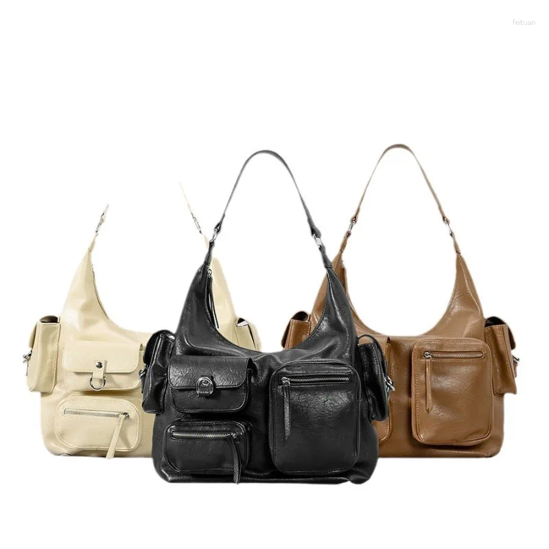Bag Motorcycle Large Capacity Bolsos Mujer Multi-pockets Underarm Shoulder Bags Square Zipper Sac Femme Cool Style Bolsas b589 4