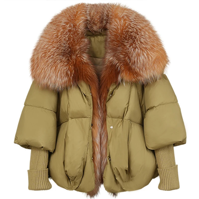 Women's 2024 Warm 90% Goose Down Jacket W/ True Fox Fur Collar -20F Thickened B3