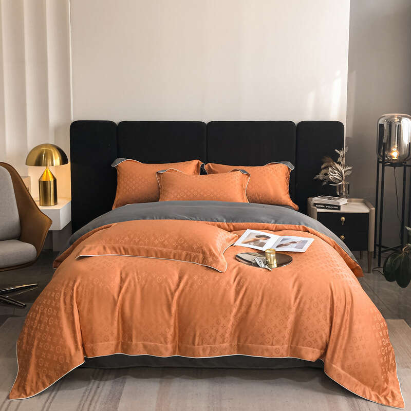 Light Luxury Wind Bedding Four Washed Duvet Cover, Bed And Fitted Sheet Set Of Three Pieces, Heavenly Silk Naked Sleeping Style