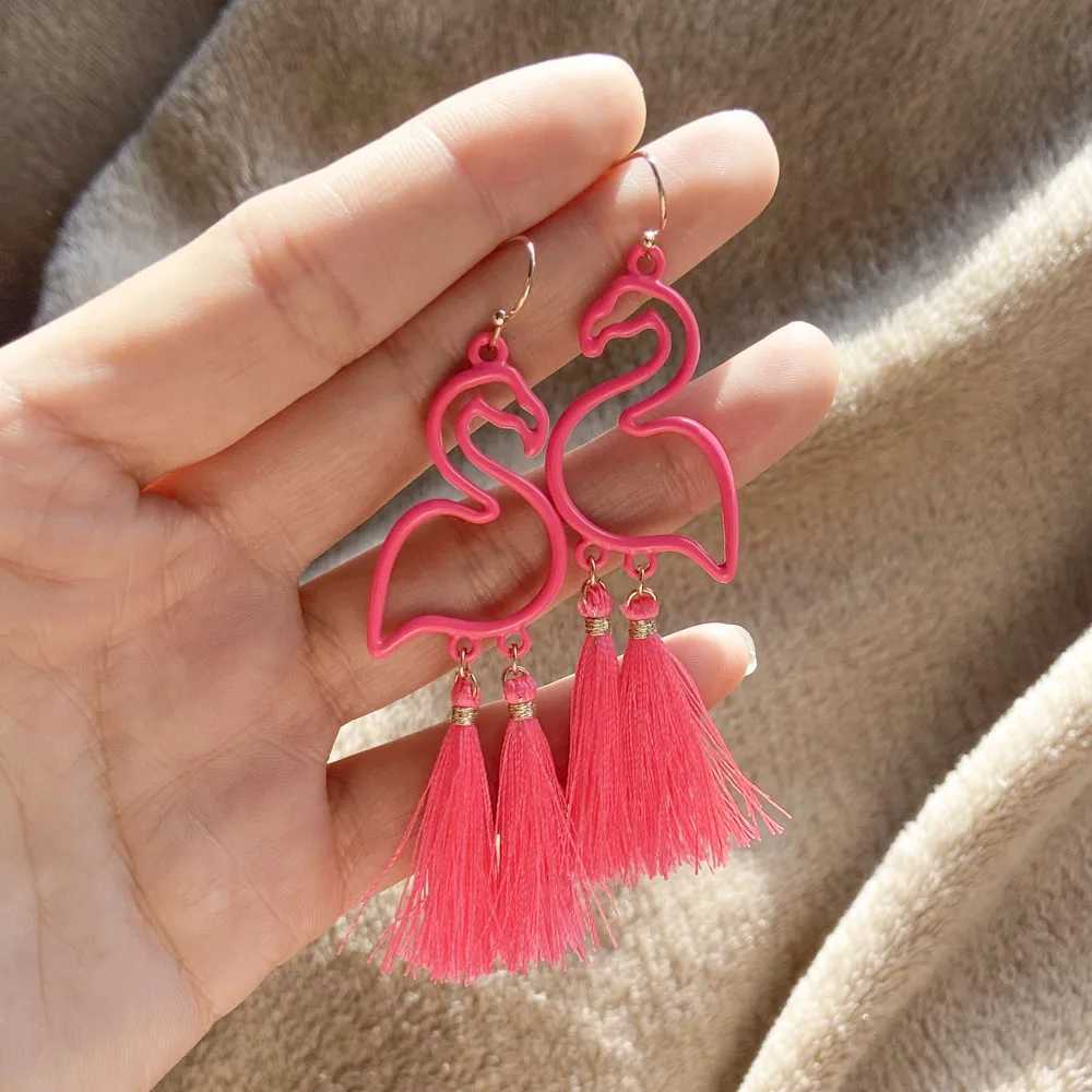Lost Lady Hot Sale Creative Fashion Hollow Flamingo Long Tassel Ladies Earrings JewelryX240928