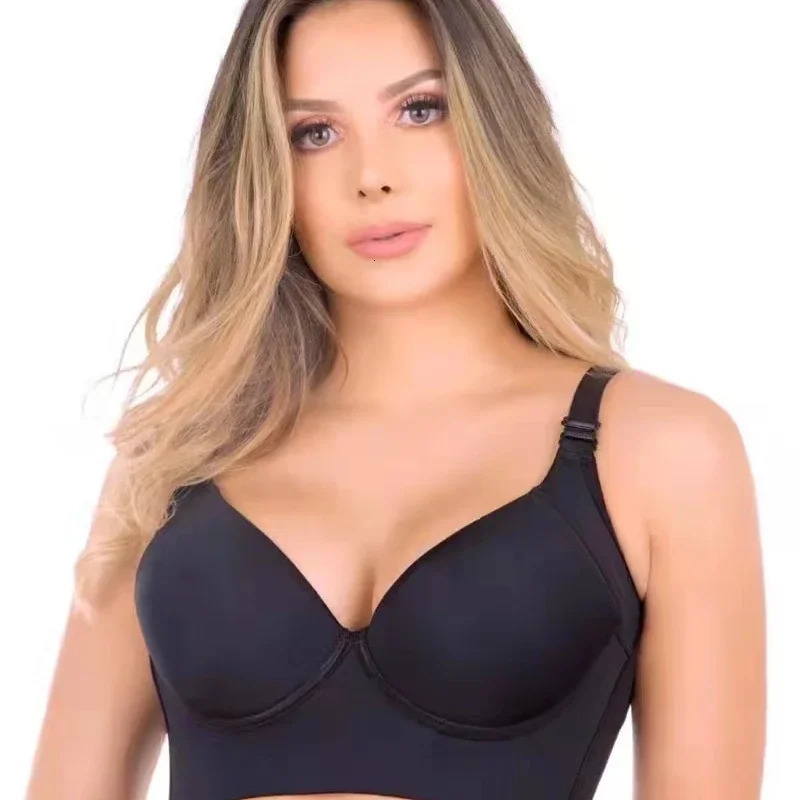 Plus size push up bra for women deep cup hidden fat underwear shape company full back coverage 240930