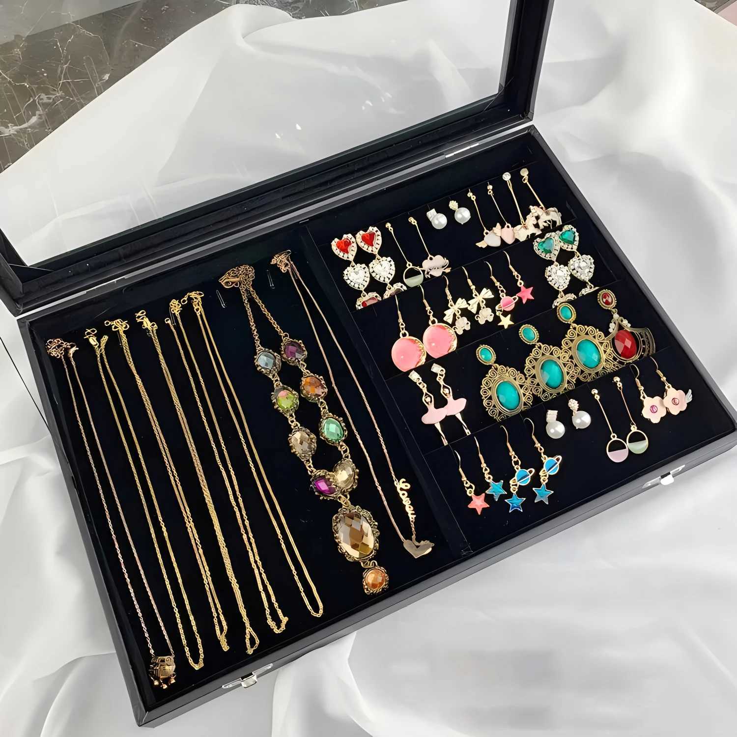 Transparent Bead Box Necklace Ring Earrings Jewelry Display Organizer BoxTray Holder Jewelry Box Y240930