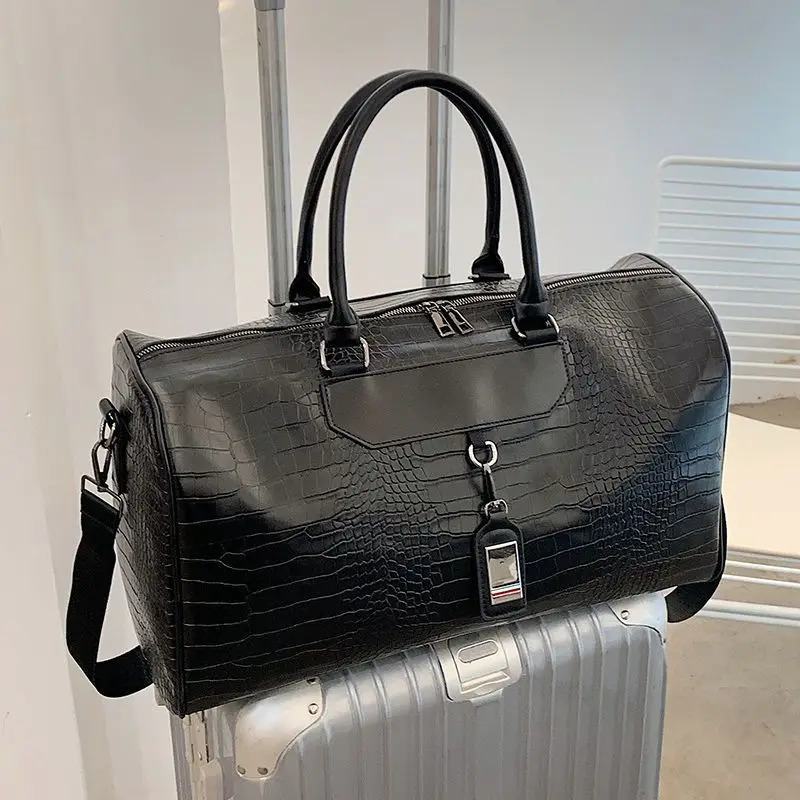 Dry wet separation soft leather luggage bag y handbag fitness yoga weekend shoulder travel bag with shoes bag Q330 240927