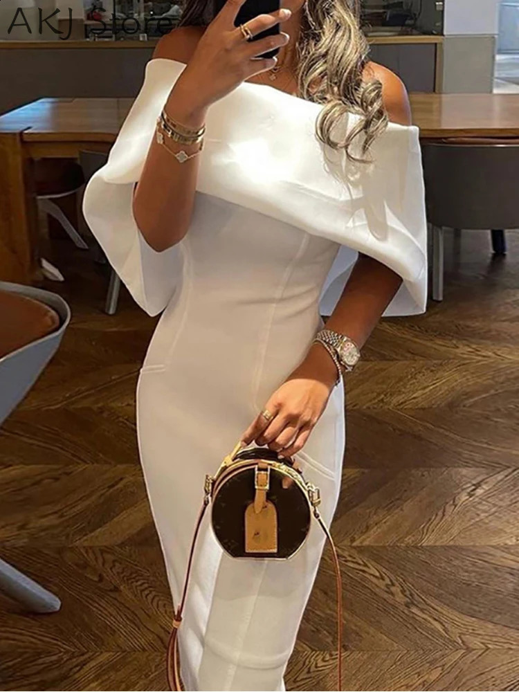 Women Off Shoulder Cape n Skinny Party Dress 240929