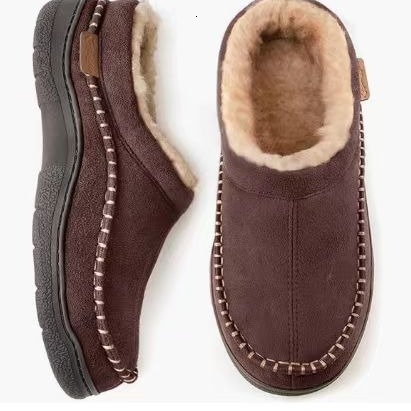 Indoor cotton anti-skid and warm plush slippers suitable for men's winter wear in the autumn and winter of 2024