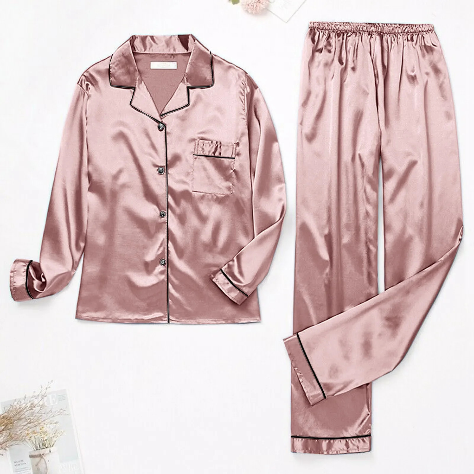 Pajamas For Women Winter Long sleeves Sleepwear Sexy Lingerie Satin Pajama Sets Female Night Clothes Silk Pyjamas Loungewear 240930