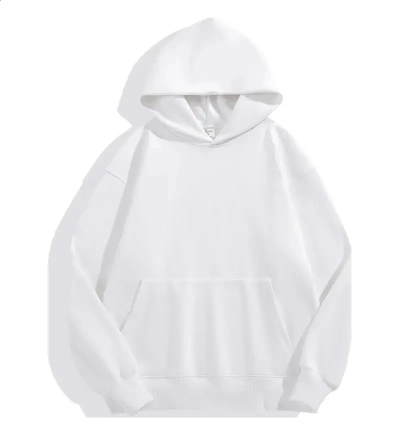 500GSM Heavy Weight Fashion Mens Hoodies Autumn Winter Casual Thick Cotton Top Solid Color Sweatshirt Male 240919