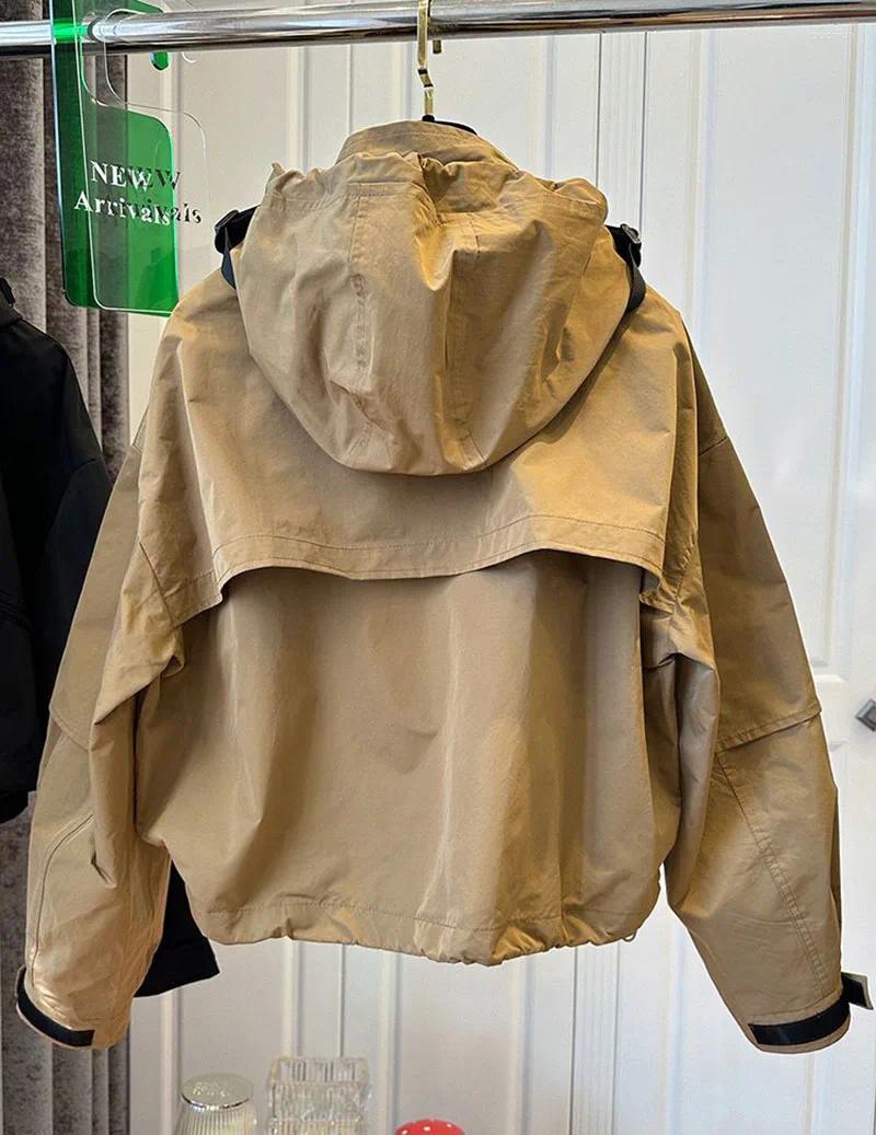 Women's Jackets Autumn Hooded Bomber Jacket Zipper Pocket Solid Baseball Female Casual Short Coat For Women Outwear