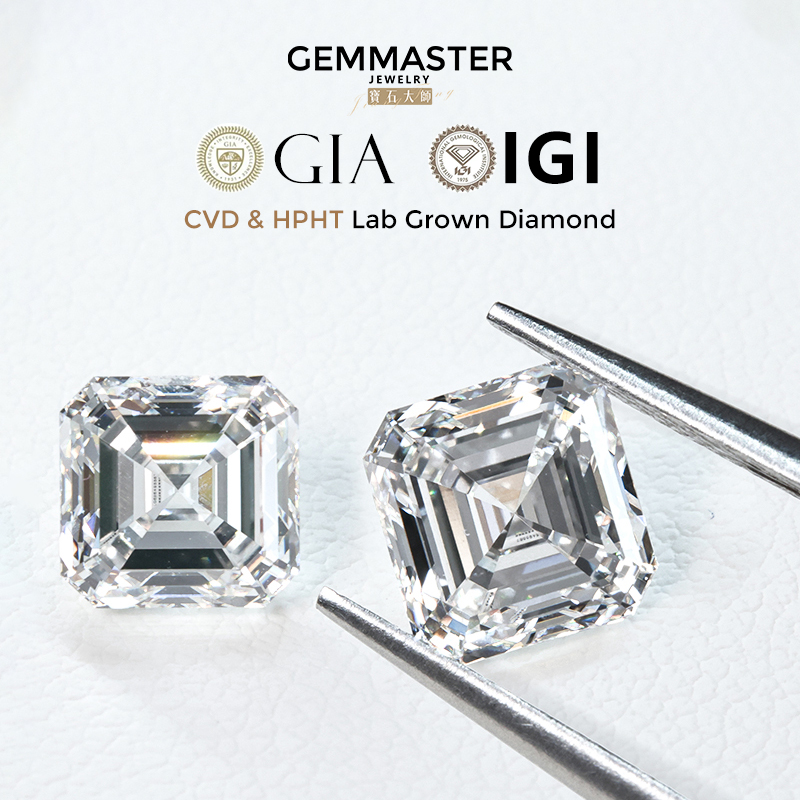 Asscher lab grown diamonds GIA IGI certificate 1ct 2ct 3ct 5ct real loose diamond wholesale VVS HPHT CVD lab diamond