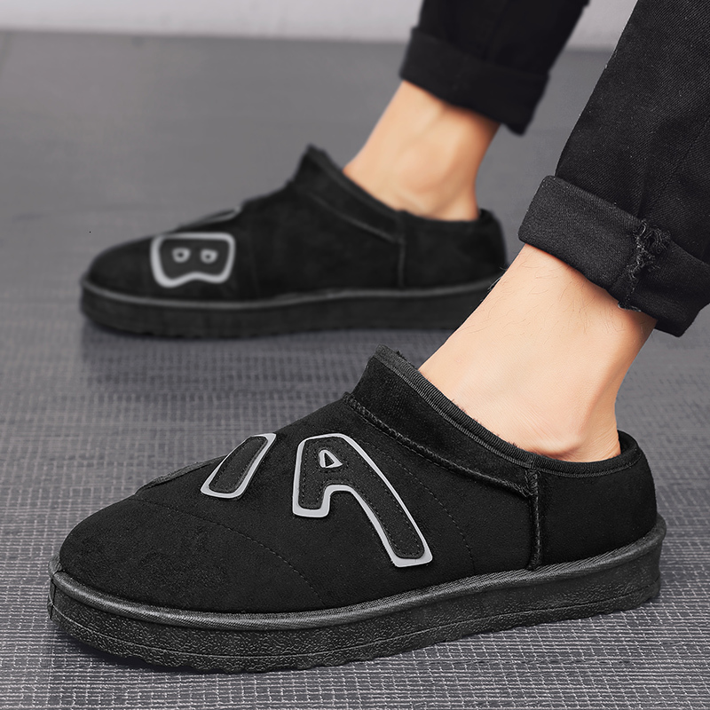 2024 Winter Warm Fleece Cozy Snow Boots for Men Thick Plush Cotton Thickened Thermal Indoor Slippers Outdoor Shoes