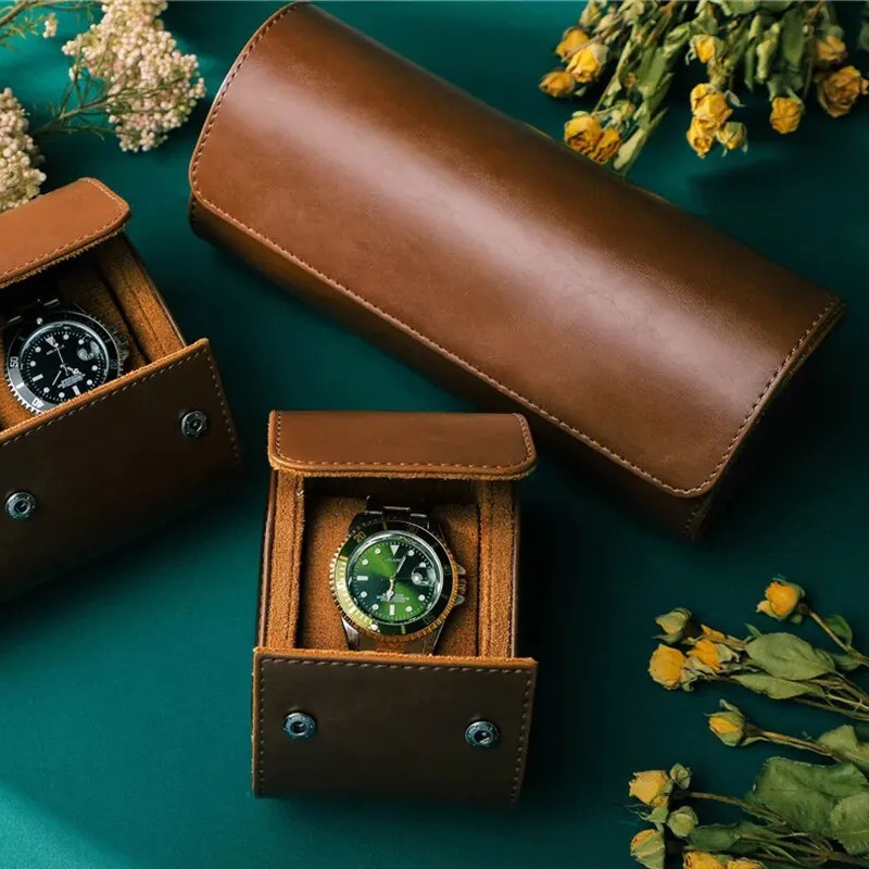 Travel Watch Case Roll Organizer for Men Vegan Faux Leather Watch Display Case Watch Storage Holder for Collection 240927