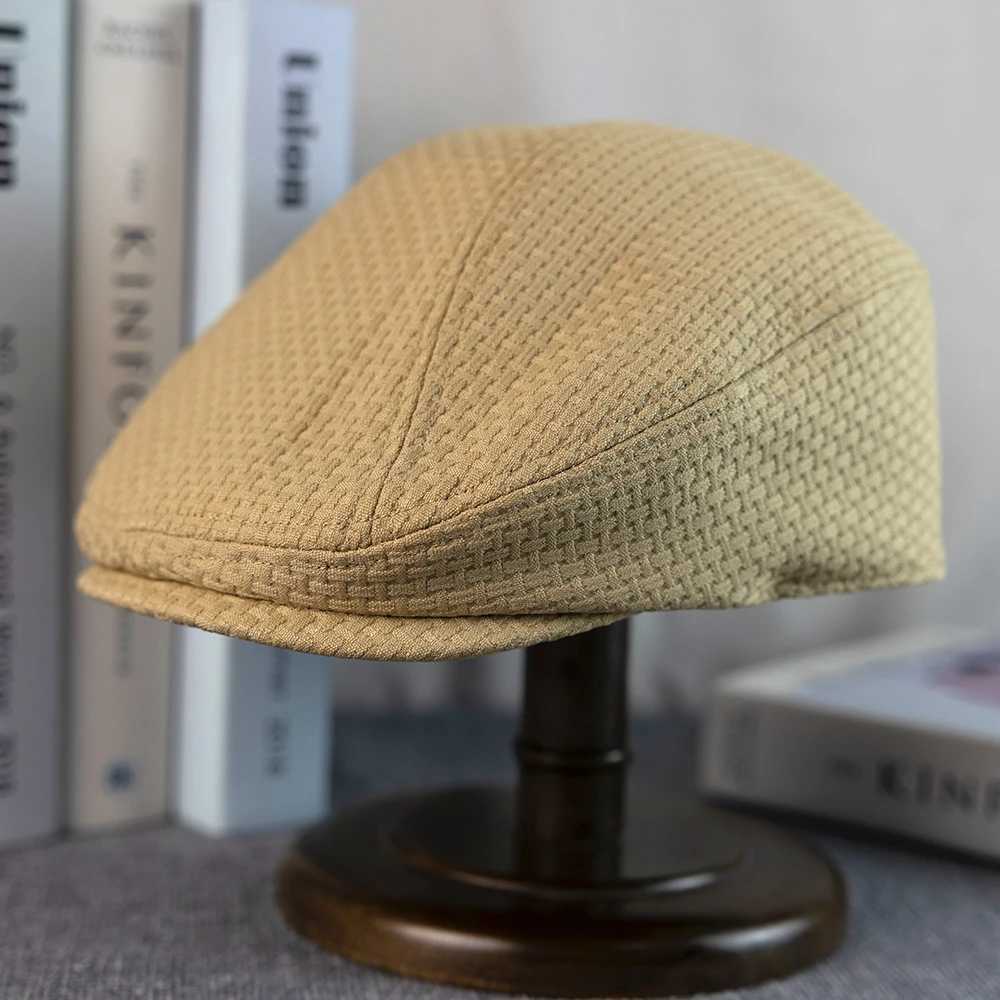 Mens Irish Flat Hat Spring and Autumn Retro Western News Boys Hat Cotton Flat Hat Brown Hat Womens Cowboy Khaki Beret A-31 W240928
