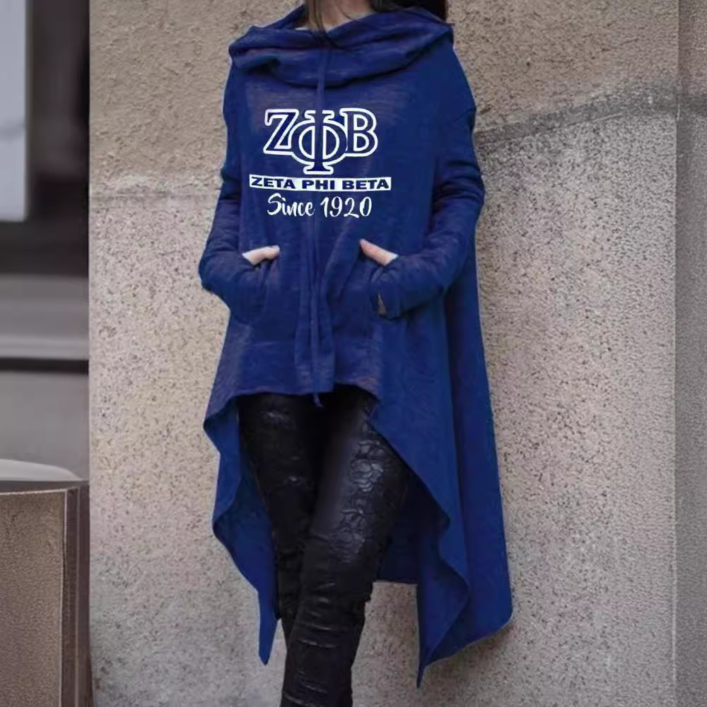 Autumn and winter new irregular long Halloween printed hooded women's hoodie
