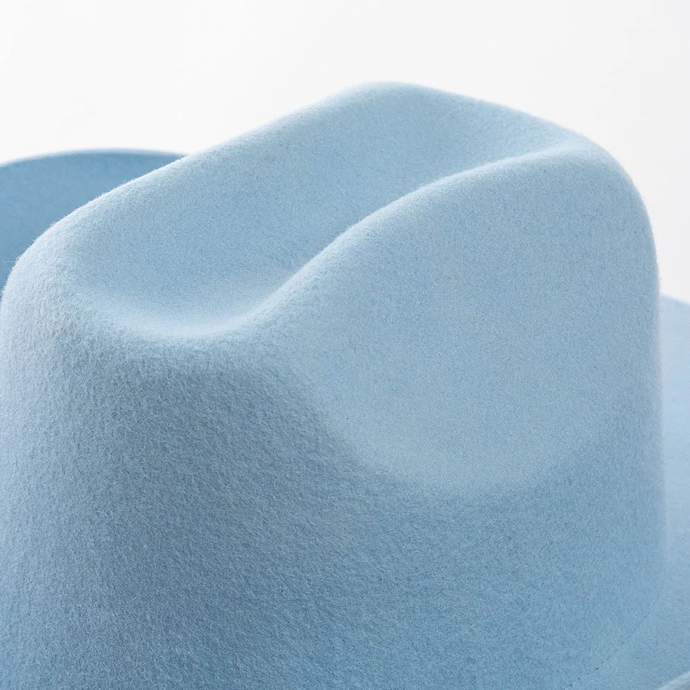 100% Wool Western Felt Cowboy Hat Mens Fedora Country Original Edge Brim 240927