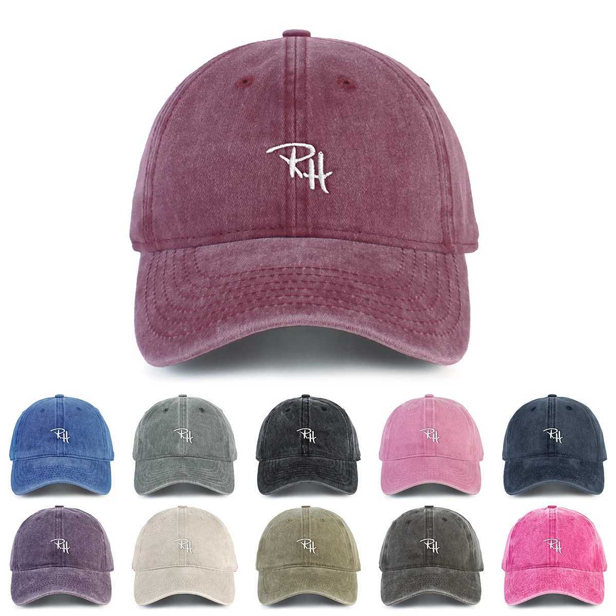 A RH Letter Embroidery Baseball Cap Vintage Washed Distressed Peaked Cap Suitable For Beach And Sunshine To Avoid Burning RooX240930