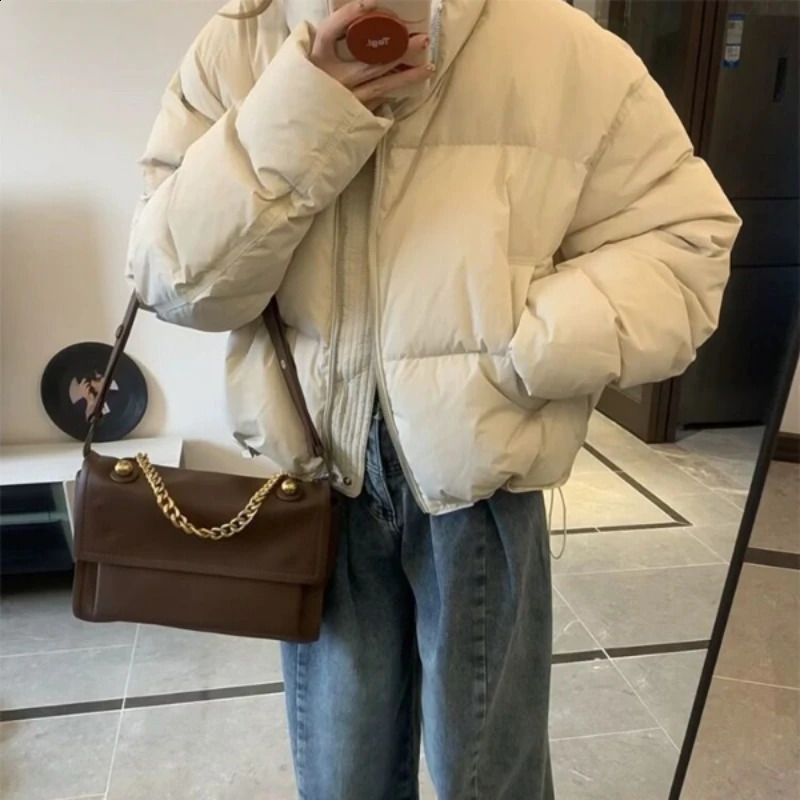 Short Womens Winter Jacket Fashion Womens Jacket Korean Inflatable Jacket Warm Thick Park Windproof Loose Jacket 240926