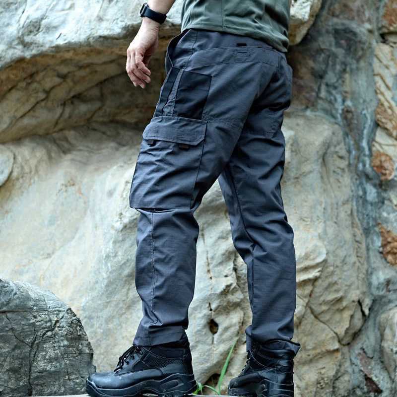 2024 Mens tactical pants city leisure cargo handcart waterproof multi pocket wear-resistant outdoor training work mens handcart W240930