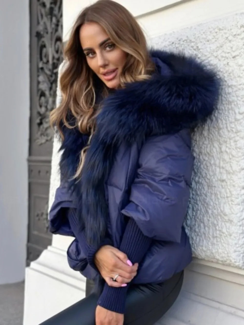 New White Duck Down Coat 2024 Winter Puffer Jacket Women Real Fox Fur Collar Hooded Natural Thick Warm Loose Oversize Streetwear