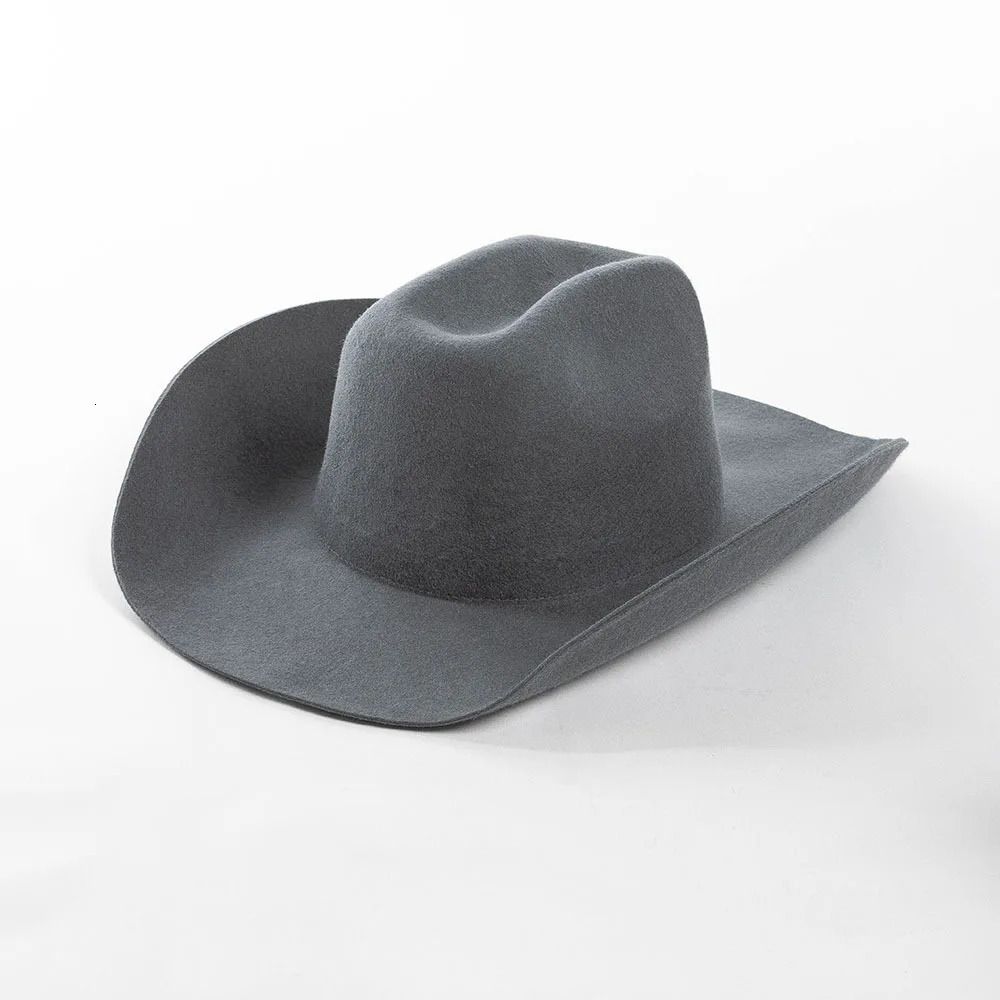 100% Wool Western Felt Cowboy Hat Mens Fedora Country Original Edge Brim 240927