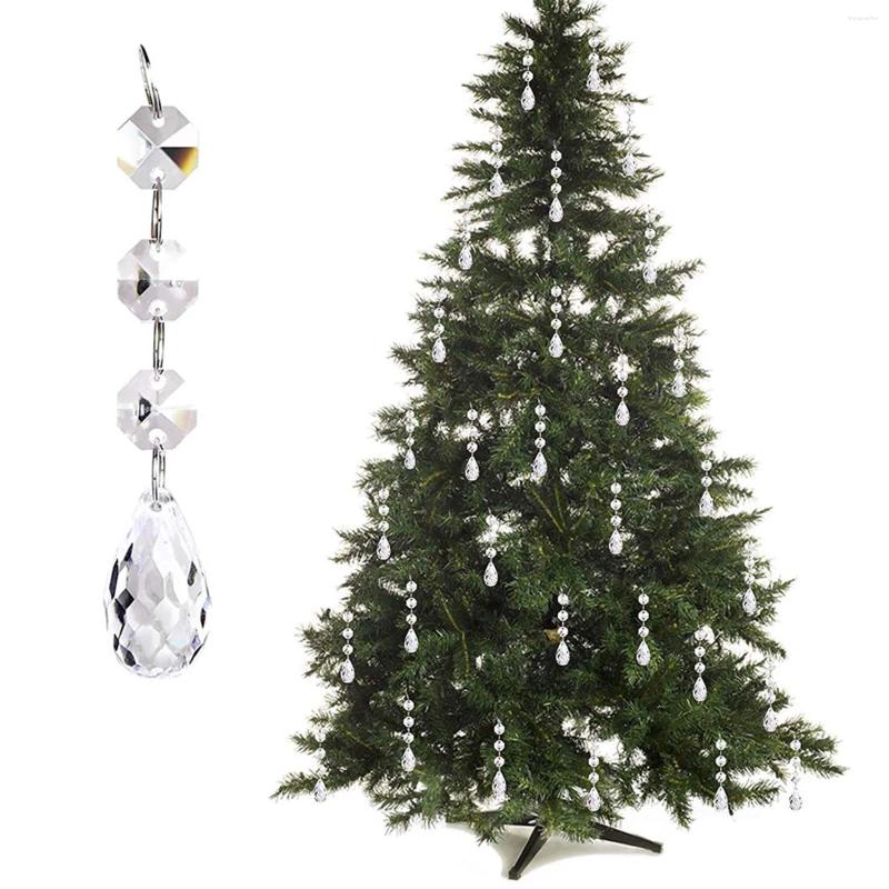 Christmas Decorations 30Pcs Acrylic Crystal Drop Beads Pendants Tree Hanging Ornaments Garland Chandelier Crystals Year Party Decor