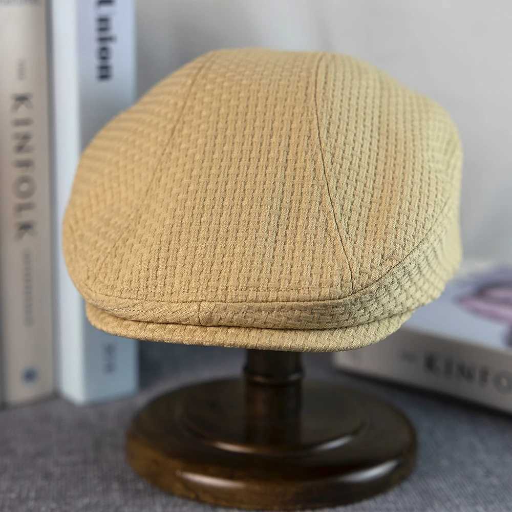 Mens Irish Flat Hat Spring and Autumn Retro Western News Boys Hat Cotton Flat Hat Brown Hat Womens Cowboy Khaki Beret A-31 W240928