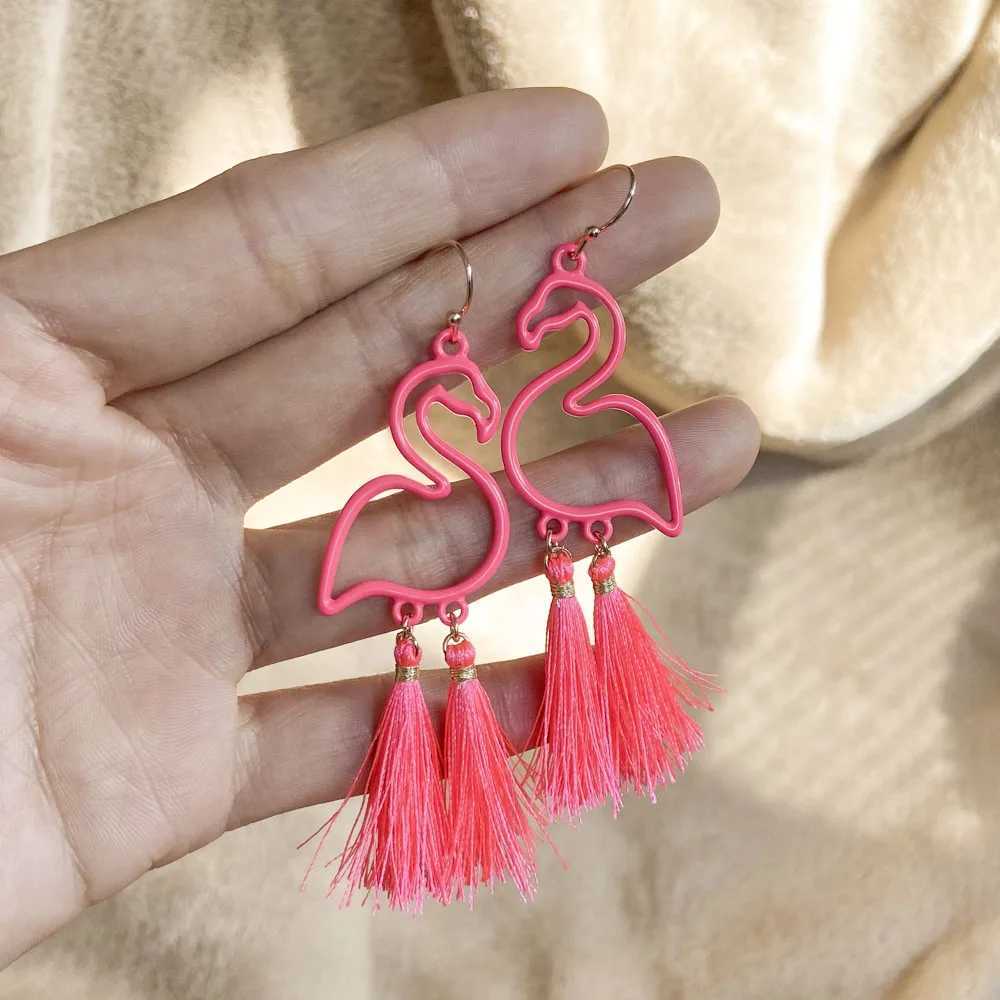 Lost Lady Hot Sale Creative Fashion Hollow Flamingo Long Tassel Ladies Earrings JewelryX240928