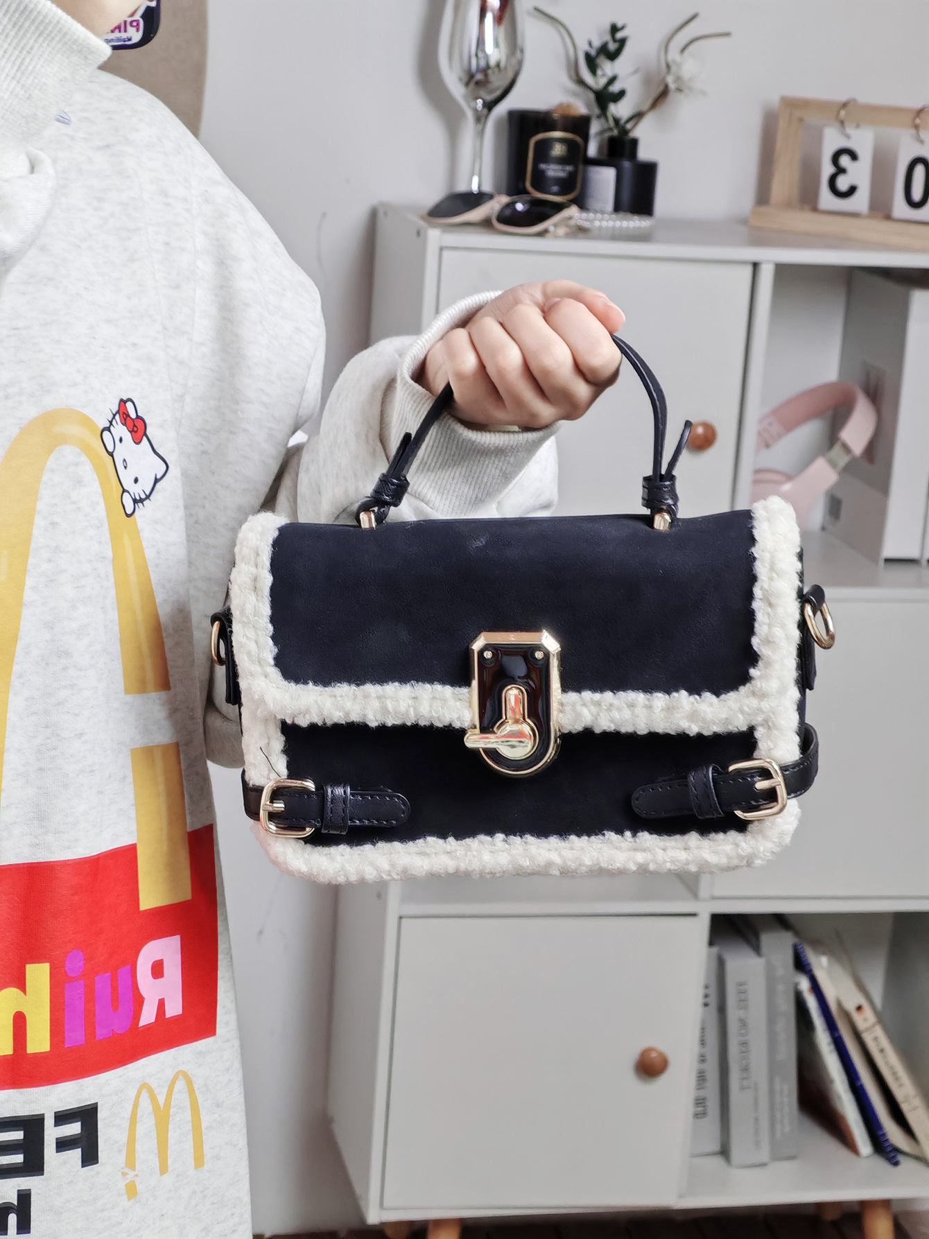 Fashion new design jeans patchwork small square bag female niche every small niche color senior hand crossbody bag