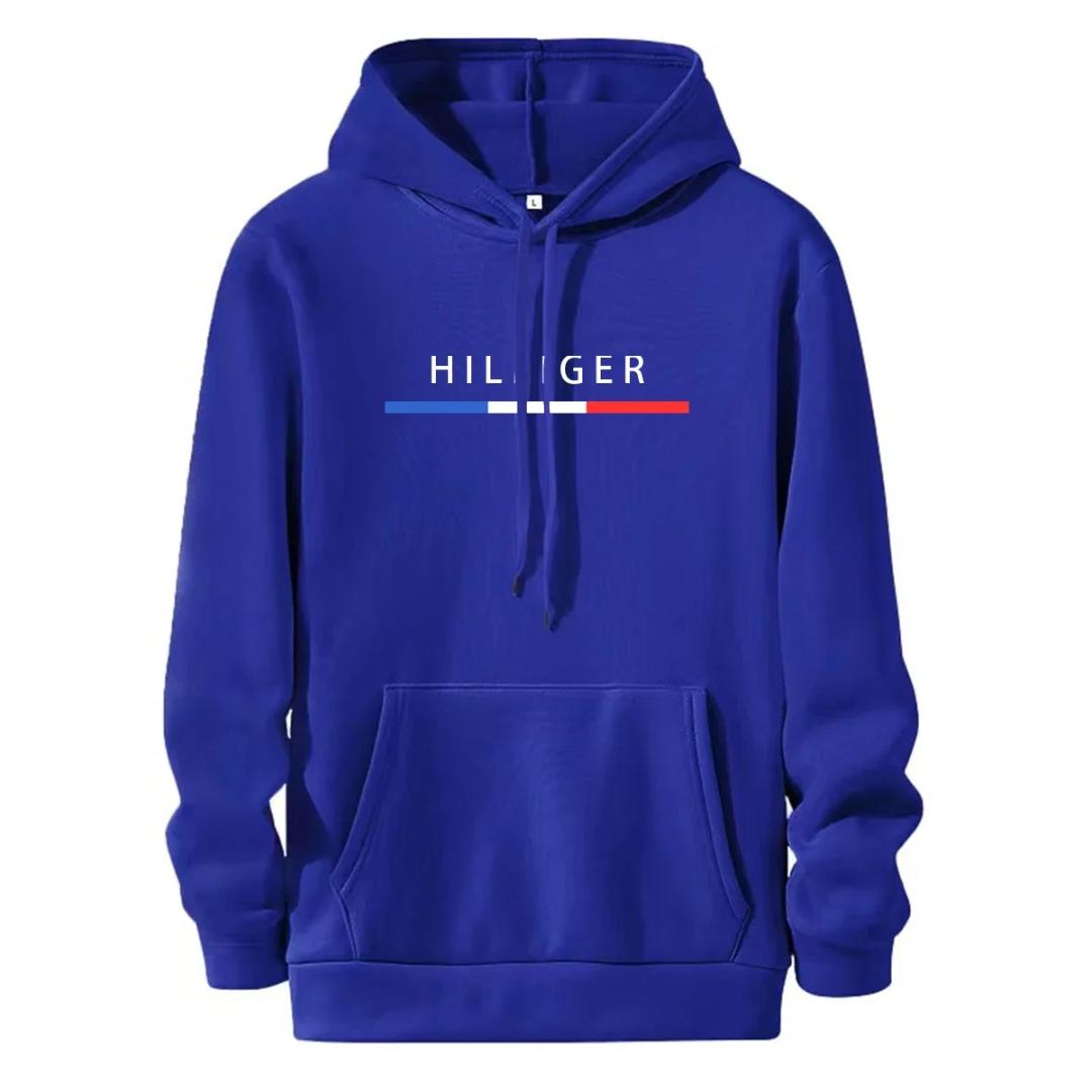Printed Men's Hoodie Wool Warm Men's Sweatshirt Fashion Street Wear Casual Men's Loose Breathable Pullover Brand