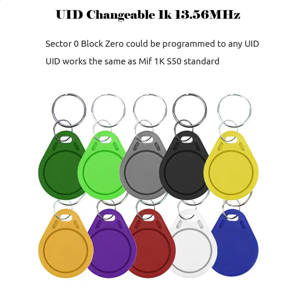 100pcs UID Fob 13.56MHz block 0 sector writable IC card cloning variable smart key Fobs key tag card 1K S50 RFID access control 241019