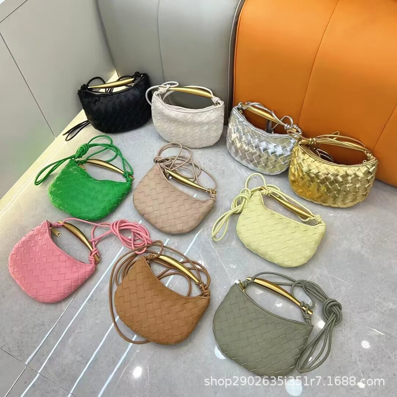 2024 New Designer Leather Multi functional sardine Woven Women's Advanced Handbag One shoulder messenger bag