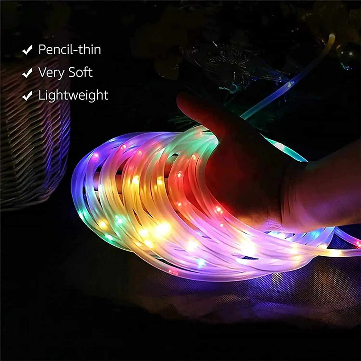 Years Garden LED Tube Light Rope Fairy Waterproof Battery Powered 150 Used for Indoor and Outdoor Christmas Decoration 240929