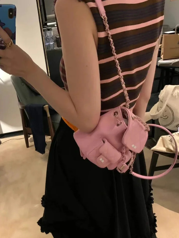 Womens fashion small perfume backpack chain bag trend version high-capacity college student schoolbag 240927 61b0 4