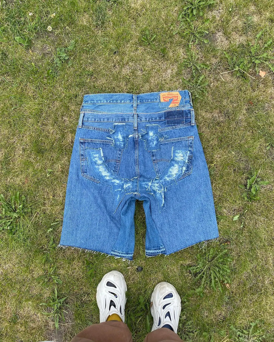 Streetwear shorts Y2K jeans hip-hop tear double-layer retro blue pocket denim gym shorts mens high waisted basketball casual shorts 240929