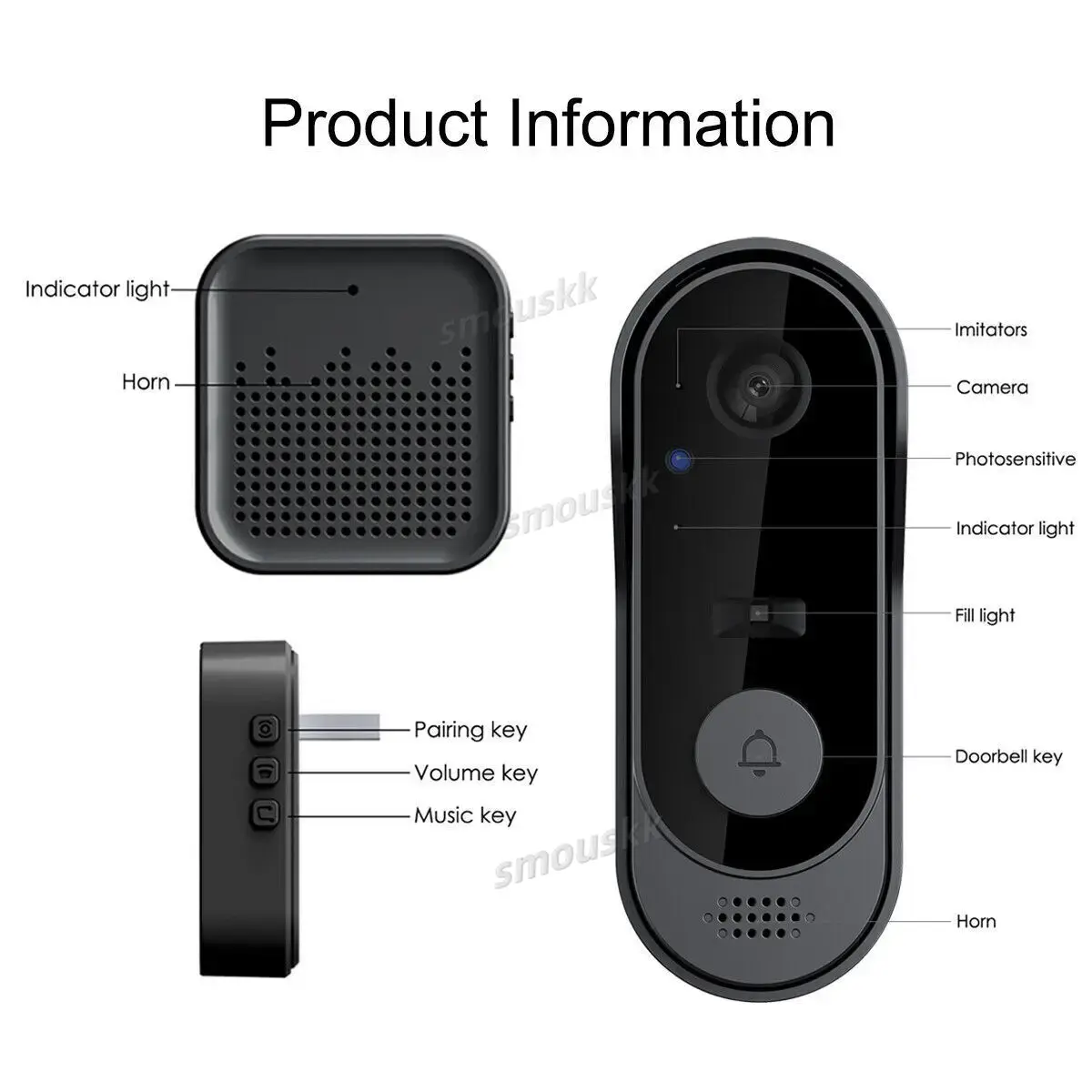 Doorbell With Camera Wireless Bundle Video Doorbell WIFI HD Outdoor Phone Door Bell Camera Security Video Intercom IR
