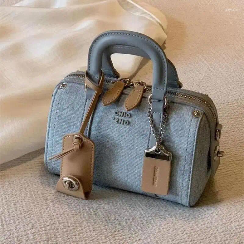 Shoulder Bags Fashion Pillow Lady Blue Canvas Denim Leisure Versatile Handheld Trend Commuter Crossbody 8ff4