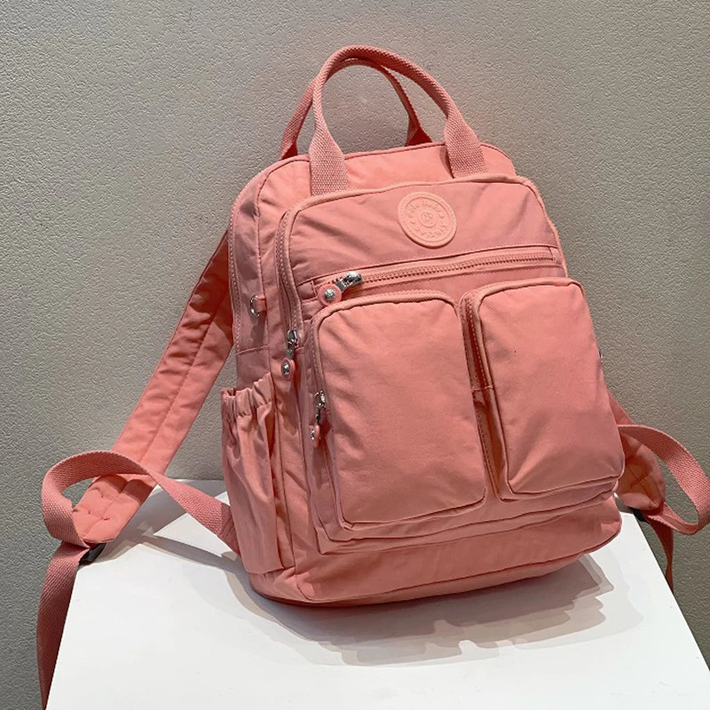 Fashion Woman Waterproof Nylon Soft Handle Solid Multi-pocket Travel Zipper Feminina School Bags Laptop Backpack 240924