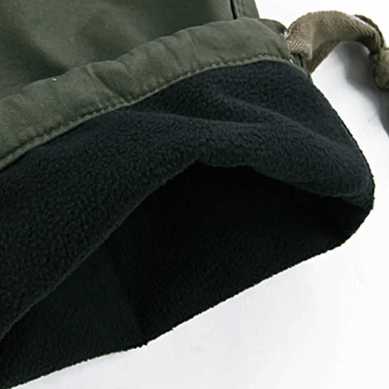 Mens Winter Pants Thick Warm Cargo Pants Casual Wool Pocket Fur Trouser Plus Size Brushed Fashion Loose Pocket Running Work Clothes for Men W240930