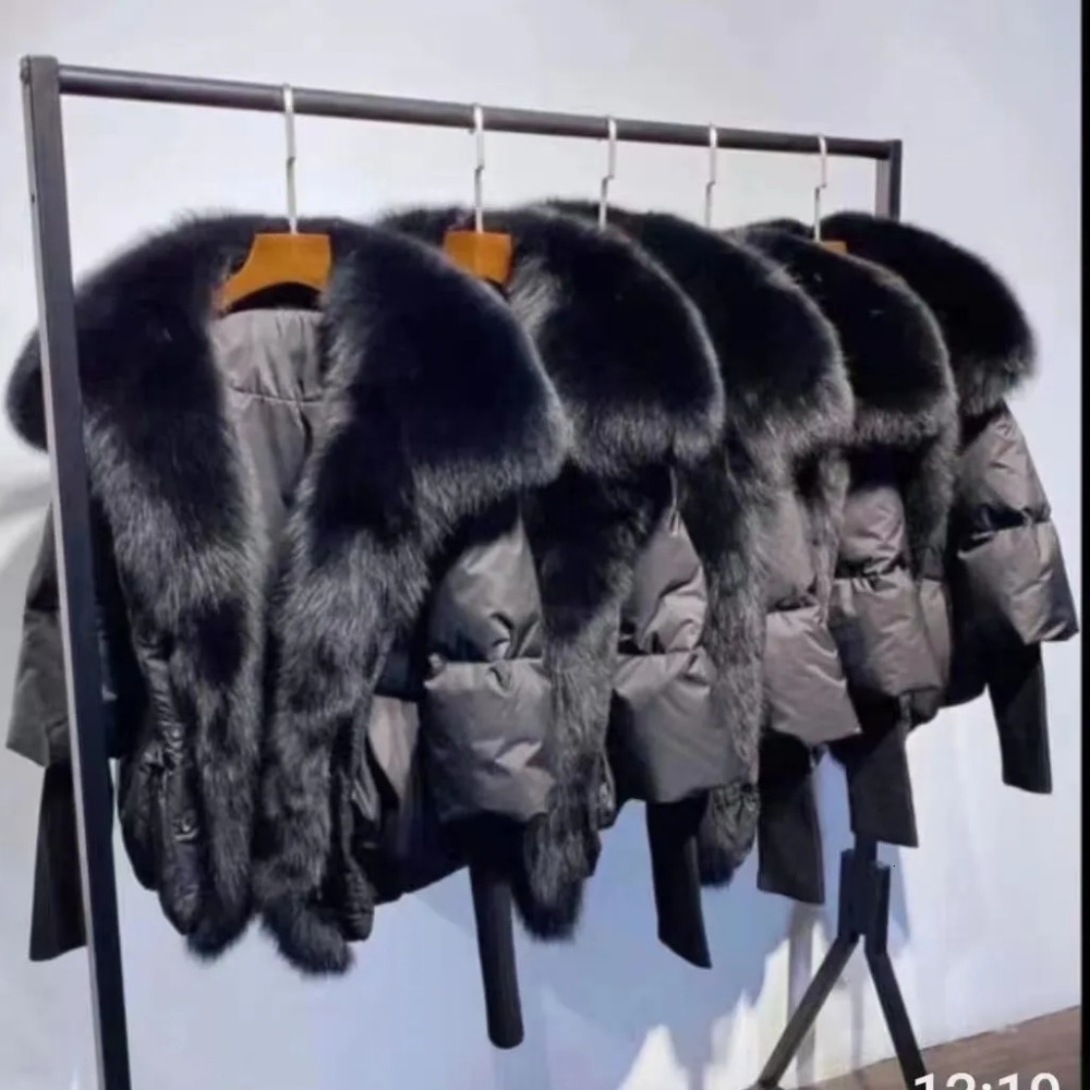 2024 Fashion Autumn Winter Real Fox Fur Collar Thick Women Warm Duck Down Jacket Outerwear New Female Coat