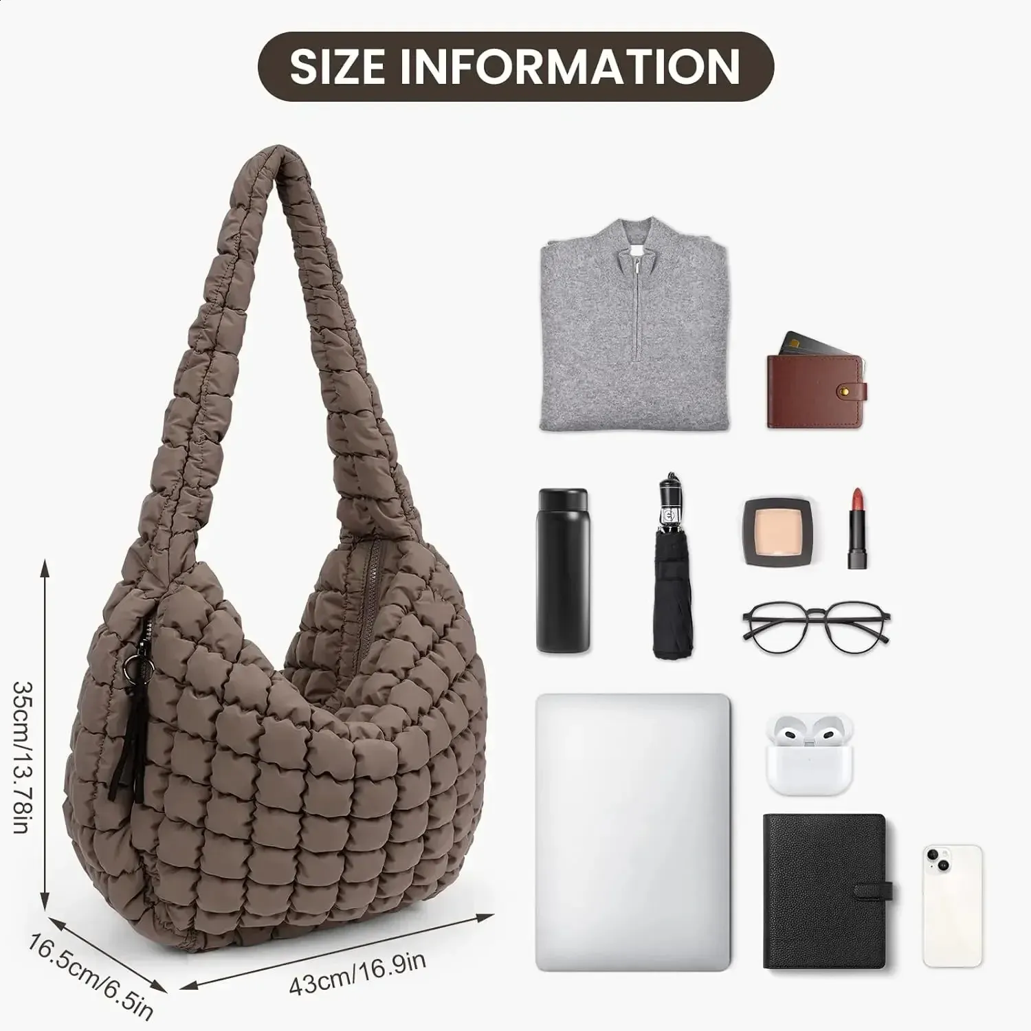 Women Tote Bag Large Quilted Carryall Puffer Shoulder Bag Lightweight Padding Hobo Bag bolsas bolso mujer 240907