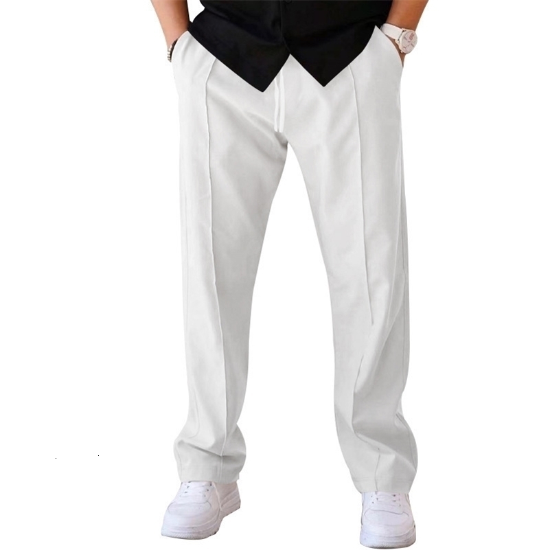 Spring Autumn Men Sweatpants Korean Fashion Sportswear Drawstring Wide Leg Straight Track Pants Cotton Casual Loose Trousers 240923