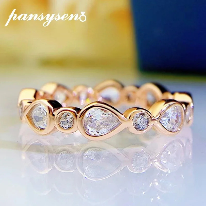 High Pear Cut Carbon Dia Engagement Ring in Rose Gold - S Sier 4 ier