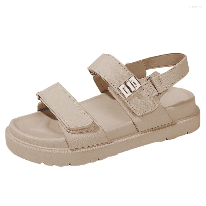 2025 S Fashion Designer Sandals Women Leather Open Toe Comfortable Thick Sole Adjustable Summer Beach For Outdoor Travel
