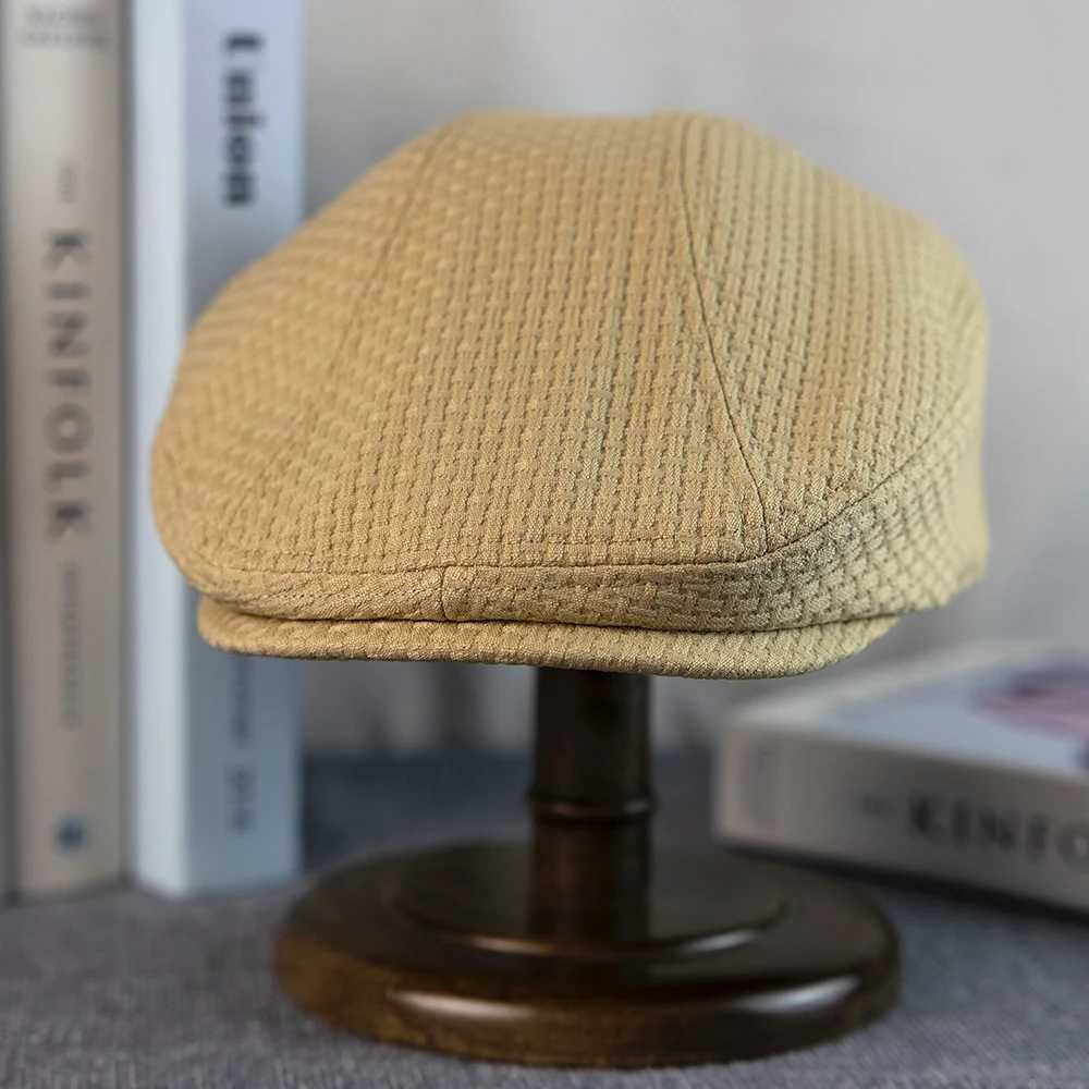 Mens Irish Flat Hat Spring and Autumn Retro Western News Boys Hat Cotton Flat Hat Brown Hat Womens Cowboy Khaki Beret A-31 W240928