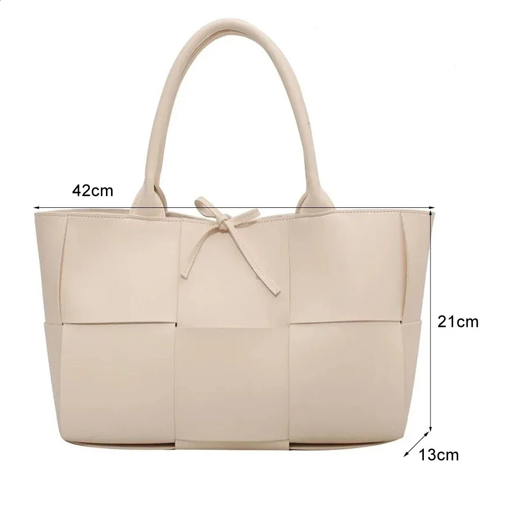 Fashion Large Capacity Woven Handbags Purses Leather Shopper Tote Bag Beach Bolso Handtasche Damen 240924
