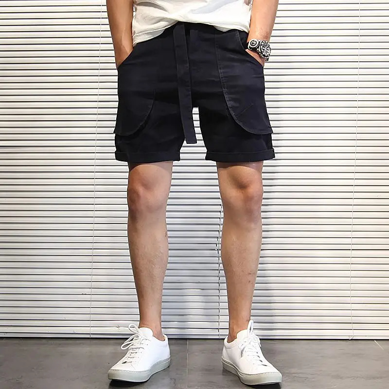 Mens shorts with pockets mens cargo shorts wide and loose green pocket solid Y2k elegant wholesale retro cotton print 240929