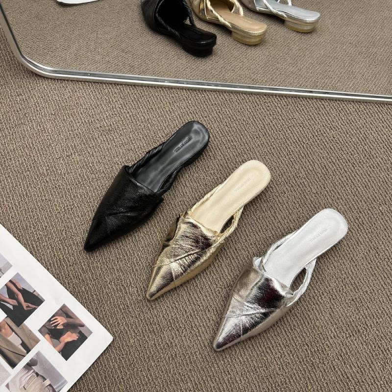 2024 Spring Slip On Women Mules Slipper Fashion Pointed Toe Ladies Elegant Beach Sandal Casual Low Heel Slides