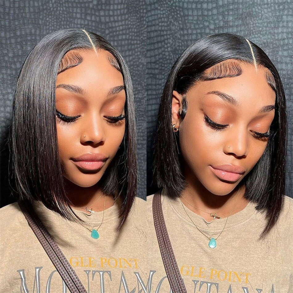 Glueless Bone Straight 12A Human Hair Bob Lace Closure Wig Transparent 13X4 Frontal Wigs For Women Preplucked Ready To Wear